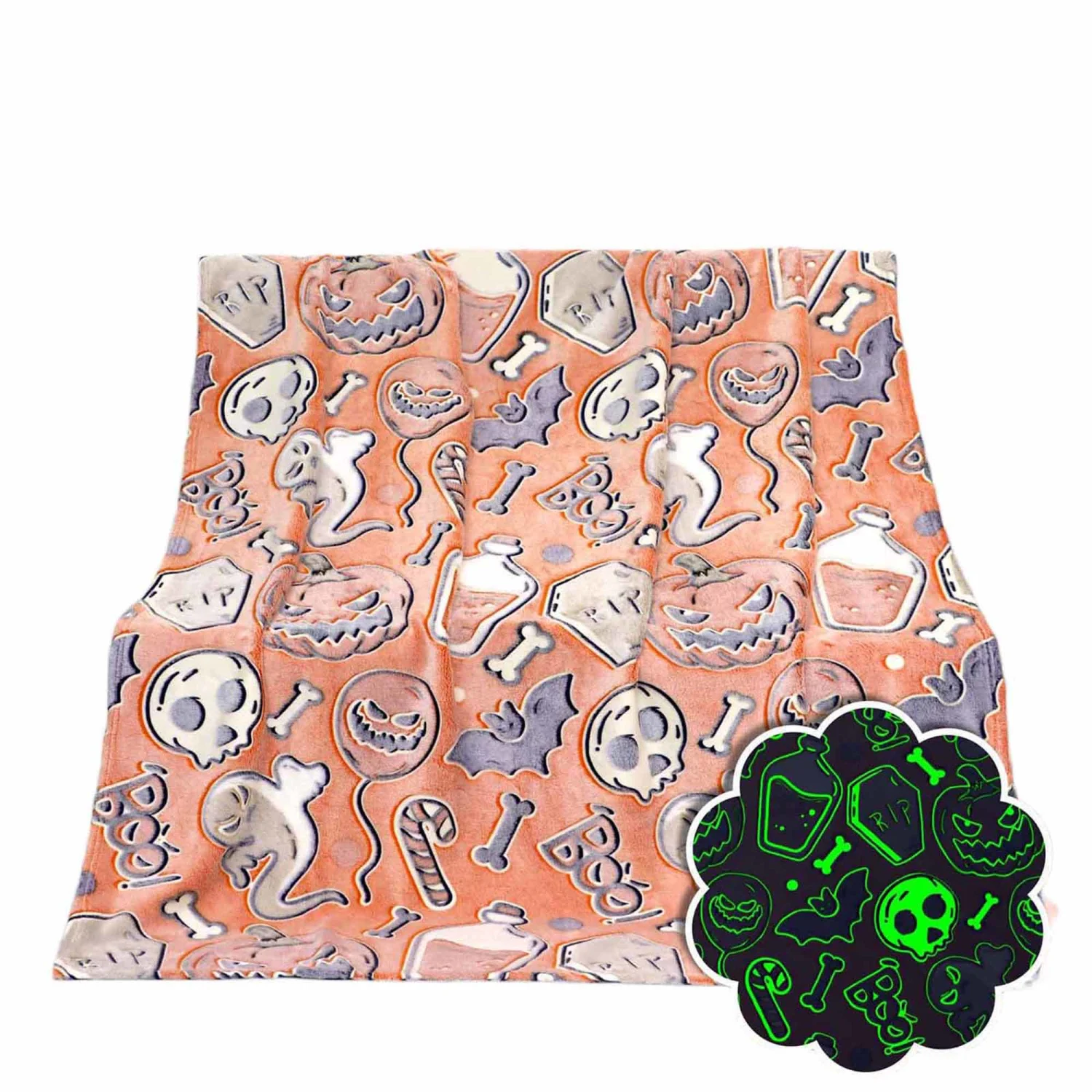 Halloween Blanket Pumpkin Fleece Glow in The Dark Throw Blanket