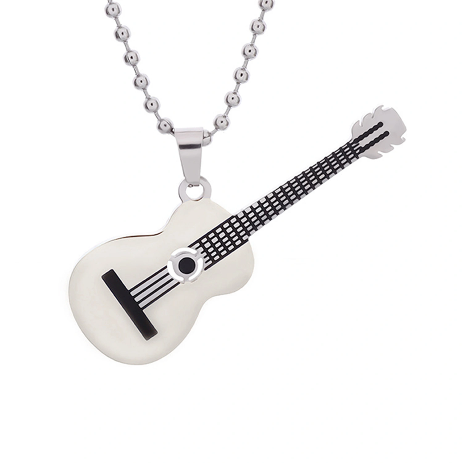 Guitar Necklace, Cool Punk Stainless Steel Pendant Necklace Jewelry