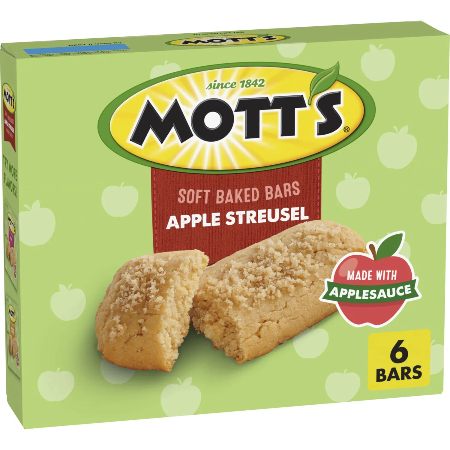 Mott's Soft Baked Bars, Apple Streusel, Made with Applesauce, 6 Ct, 5.76 oz