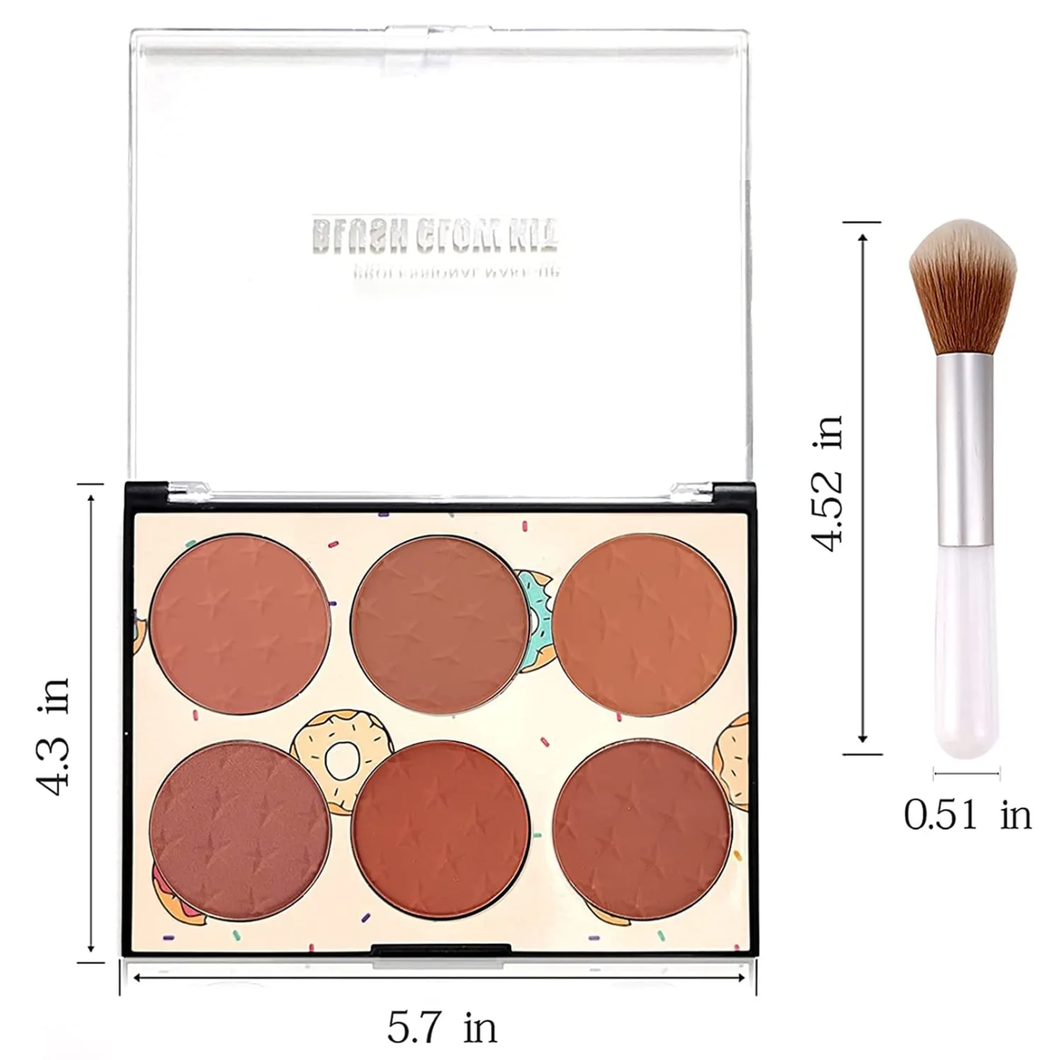 6 Colors Blush Palette with Brush,Face Blush Palette,Matte & Shimmer Powder Blush,Smooth & Silky,Skin Tone Enhancing Face Blush Palette for Glam Makeup Look,Contour and Highlighter Palette Blush-Set A