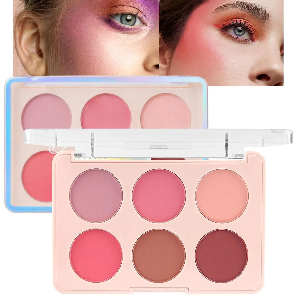 6 Colors Face Blush Blusher Highlighter Makeup Palette iluminadores de maquillaje profesional luminizers Cheek Shimmer Stick Bronzer and Highlighter Palette makeup illuminators highlighters for face 2
