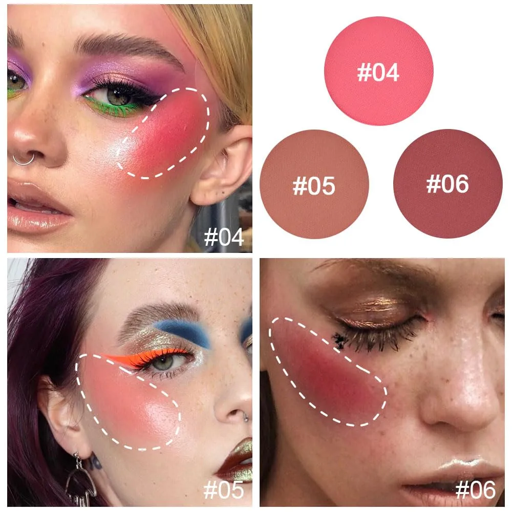 6 Colors Face Blush Blusher Highlighter Makeup Palette iluminadores de maquillaje profesional luminizers Cheek Shimmer Stick Bronzer and Highlighter Palette makeup illuminators highlighters for face 2