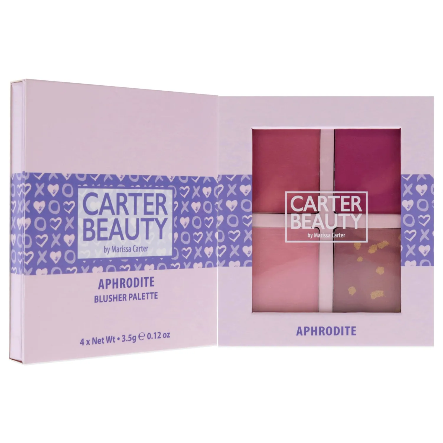 Carter Beauty By Marissa Carter Blusher Palette - Highly Pigmented - 3 Matte Shades And 1 Shimmer - Flush Of Natural Colour To The Complexion - Cool-Toned Palette - Aphrodite - 0.48 Oz