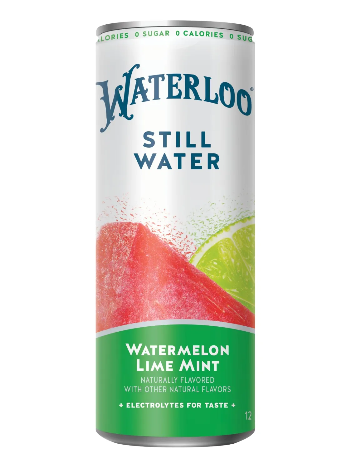 Waterloo Still Water, Watermelon Lime Mint | Naturally Flavored Purified Water | 12 Fl Oz Cans (Pack of 12) | Zero Calories | Zero Sugar or Artificial Sweeteners | Zero Sodium