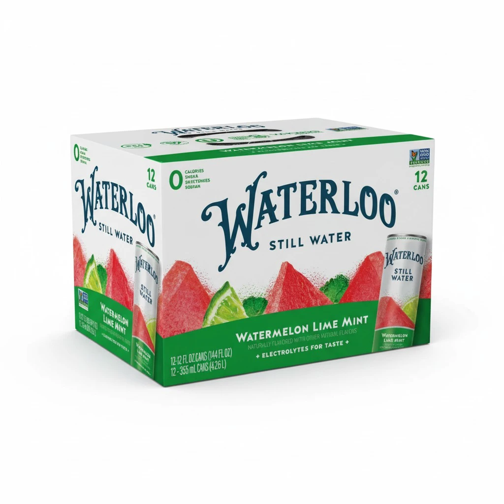 Waterloo Still Water, Watermelon Lime Mint | Naturally Flavored Purified Water | 12 Fl Oz Cans (Pack of 12) | Zero Calories | Zero Sugar or Artificial Sweeteners | Zero Sodium