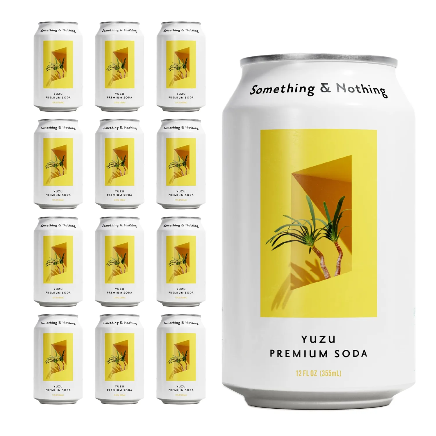 Something & Nothing Flavoured Sparkling Water - Lightly Carbonated, Full Flavoured with Added Grape & Lemon Juice | Vegan & Low Calorie Soda | 350ml Cans, Pack of 12 (Yuzu)