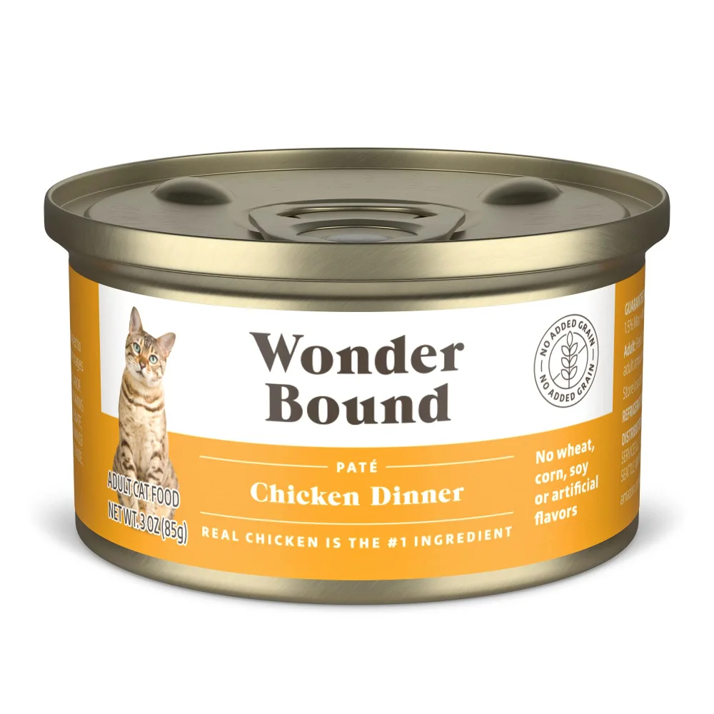 Zinc Brand - Wonder Bound Wet Cat Food, Paté, No Added Grain, 3 oz cans, Pack of 24 (Chicken)