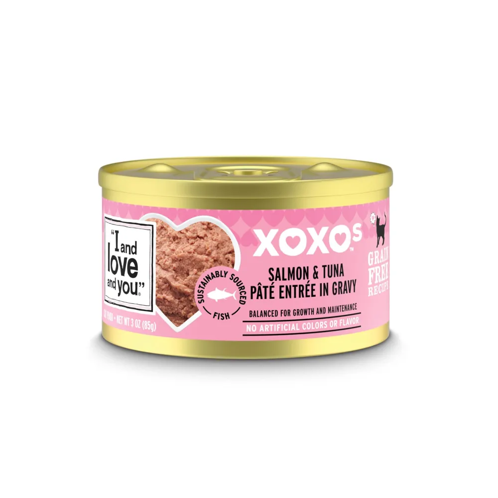 I and love and you XOXOs Wet Cat Food - Salmon + Tuna Pâté - Grain Free, Filler Free, 3oz Pack of 24 Cans