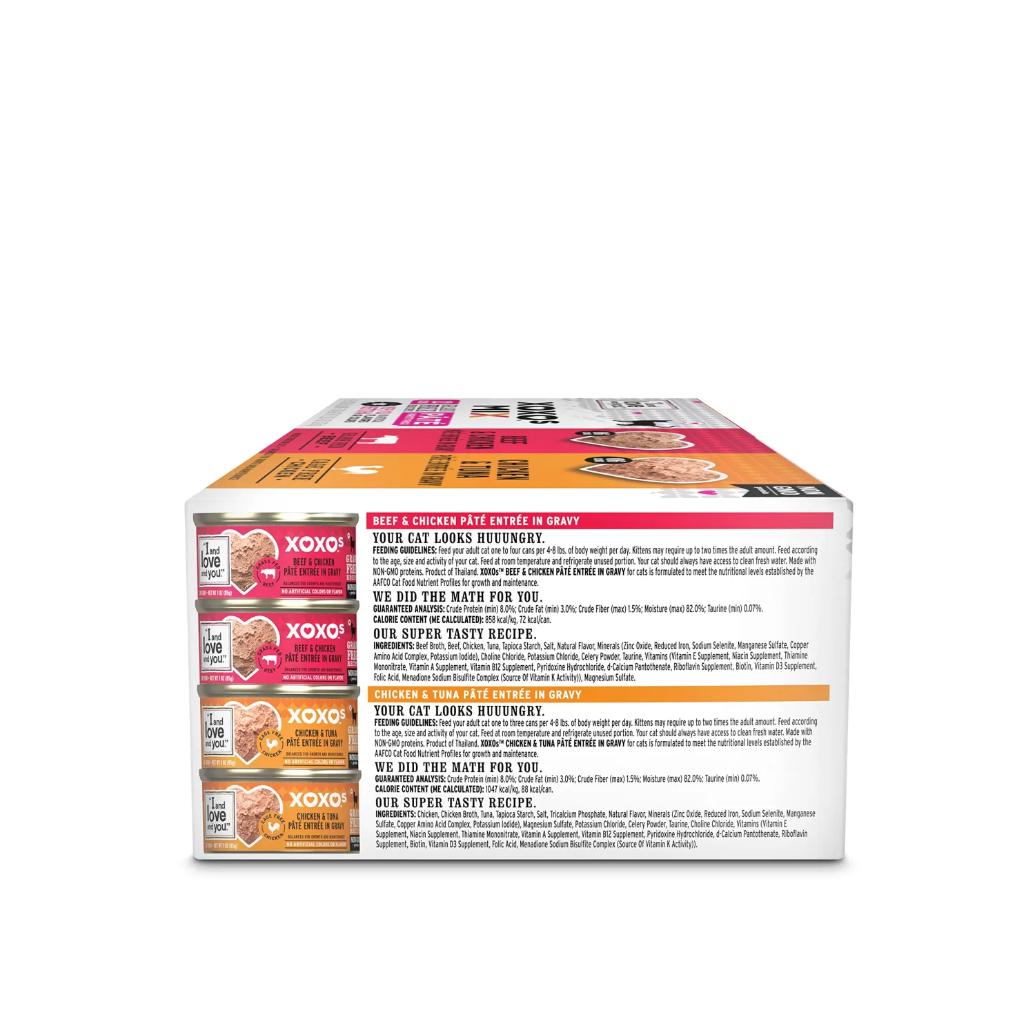 I AND LOVE AND YOU XOXOs Wet Cat Food - Chicken + Beef Pâté Variety Pack - Grain Free, Filler Free, 3oz Pack of 12 Cans