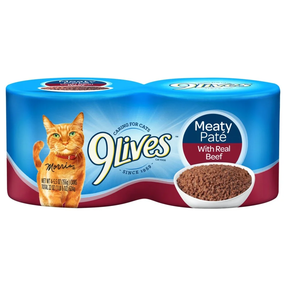 9Lives Meaty Paté With Real Beef Wet Cat Food, 5.5 Ounce Can (Pack of 24)