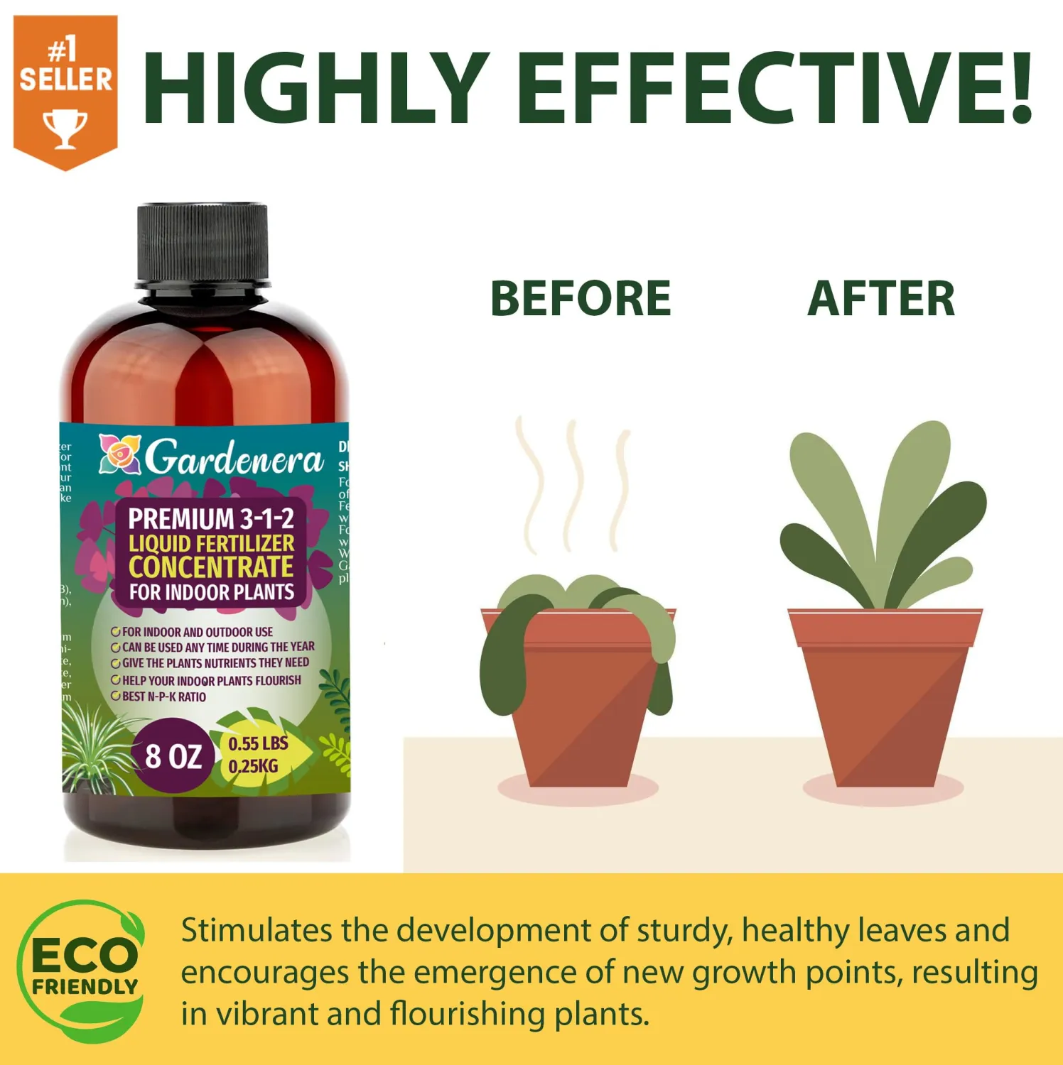 Premium Liquid Money Tree Plant Fertilizer - 3-1-2 Concentrate for Indoor Plants and Flowers by Gardenera | Organic Plant Food for Money Tree - 8oz