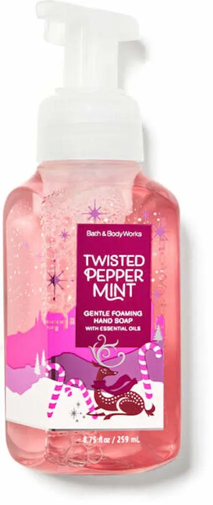 White Barn Candle Company Bath and Body Works Gentle Foaming Hand Soap w/Essential Oils- 8.75 fl oz - Winter 2020 - Many Scents! (Twisted Peppermint)