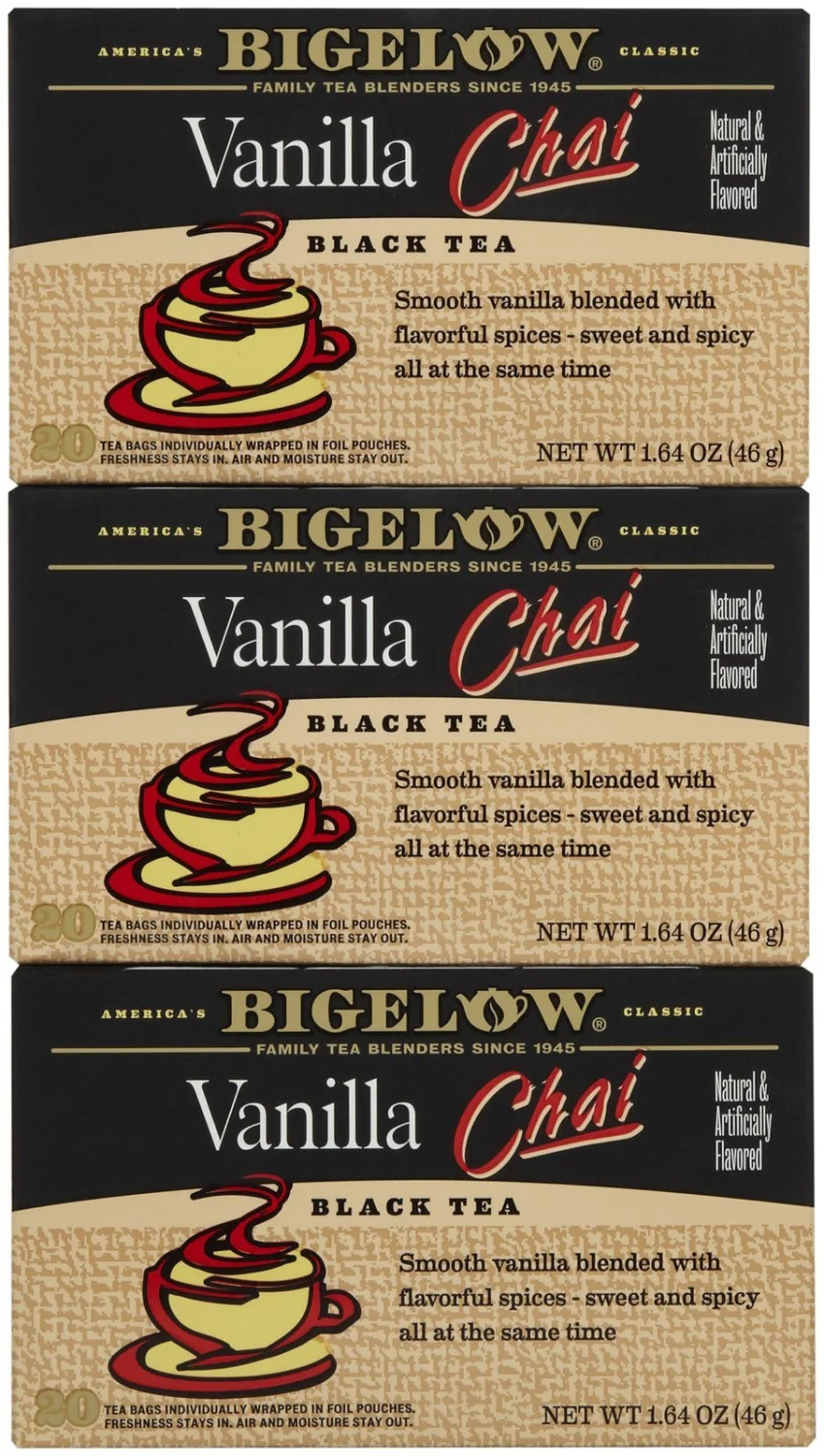Bigelow Vanilla Chai Tea Bags - 20 ct - 3 pk
