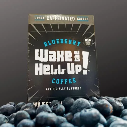 Wake The Hell Up! Ultra-Caffeinated Blueberry Flavored Single Serve Coffee, 12 Pods, 2.0 Compatible