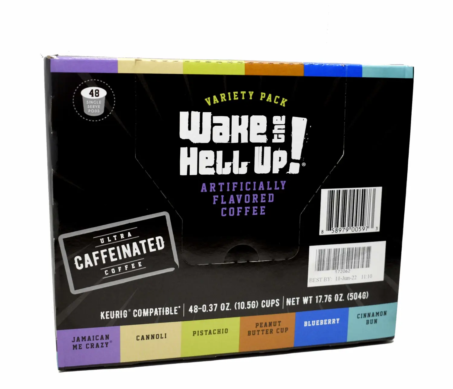 Wake The Hell Up! Variety Pack Flavored Single Serve Coffee Pods | Ultra-Caffeinated | 48 Count, 2.0 Compatible