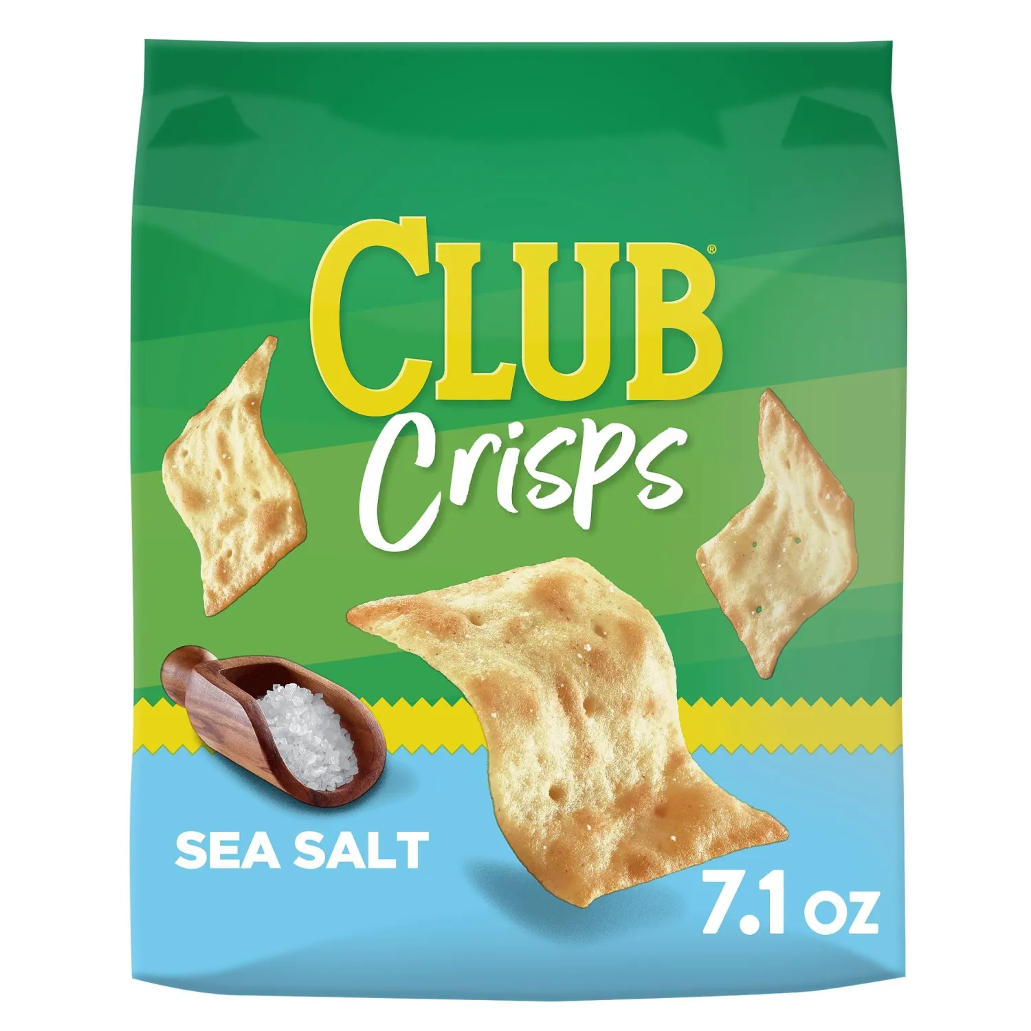 Club Cracker Crisps, Baked Snack Crackers, Party Snacks, Sea Salt, 7.1oz Bag (1 Bag)