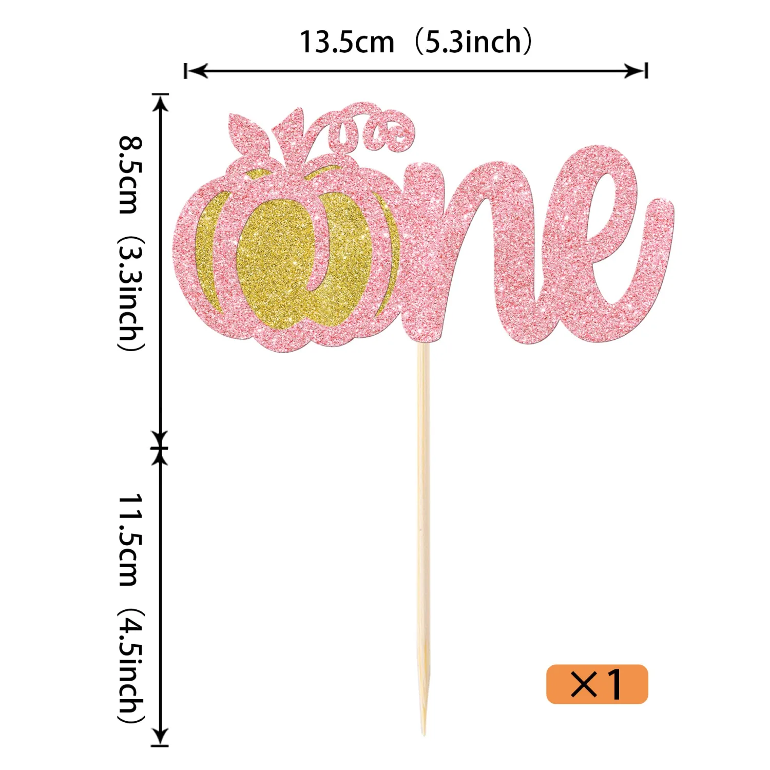 1 Pack Pumpkin One Cake Topper Glitter One Fall Harvest Cake Pick for Thanksgiving Baby Shower 1st Birthday Party Autumn Theme Party Cake Decoration Supplies Pink