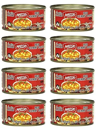 Maesri Thai Red Curry Paste - 4 oz (Pack of 8) - 4 SET