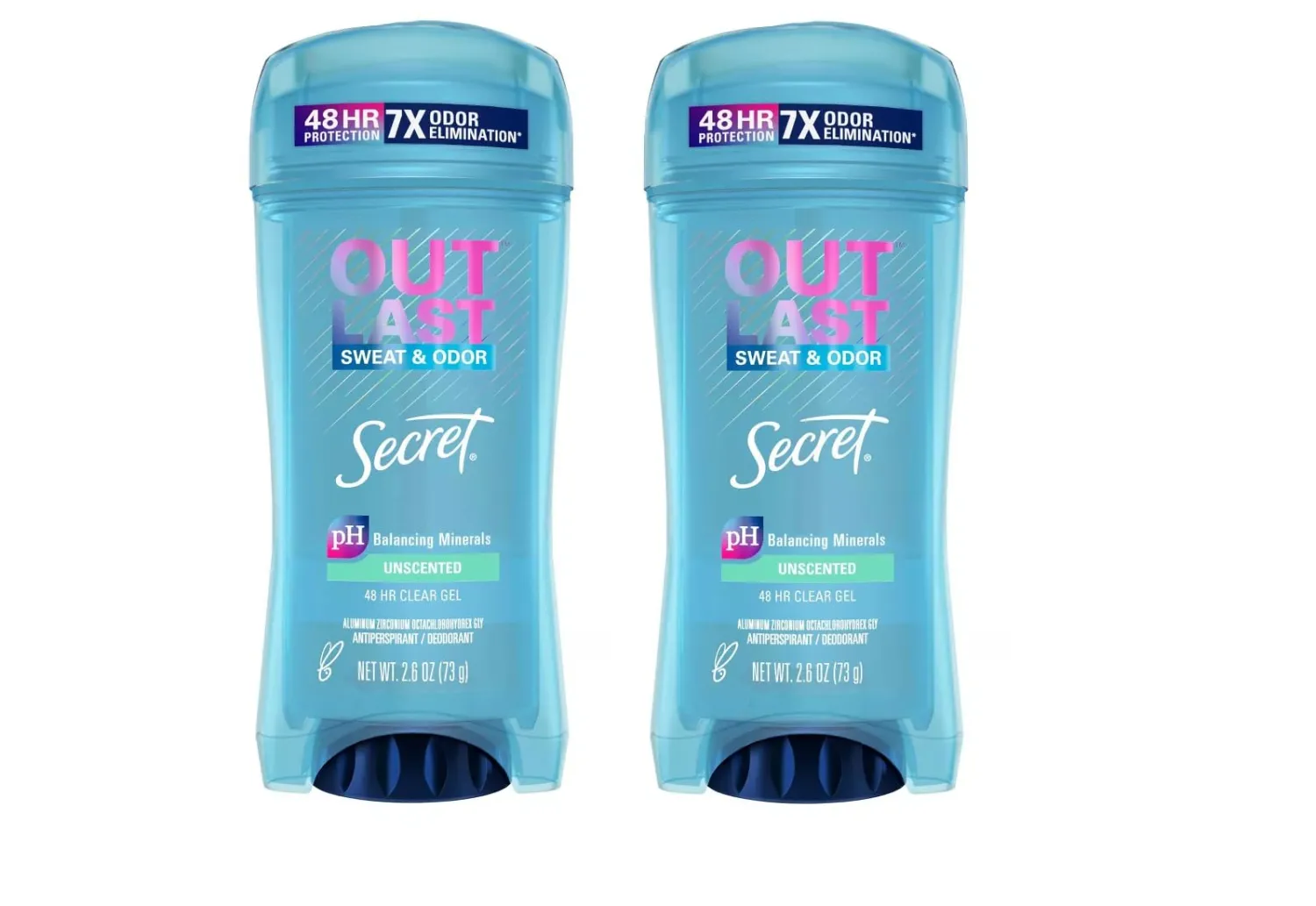 Secret Outlast Outlast XTEND Clear Gel Antiperspirant & Deodorant, Unscented, 2.6 Oz (2 Pack)