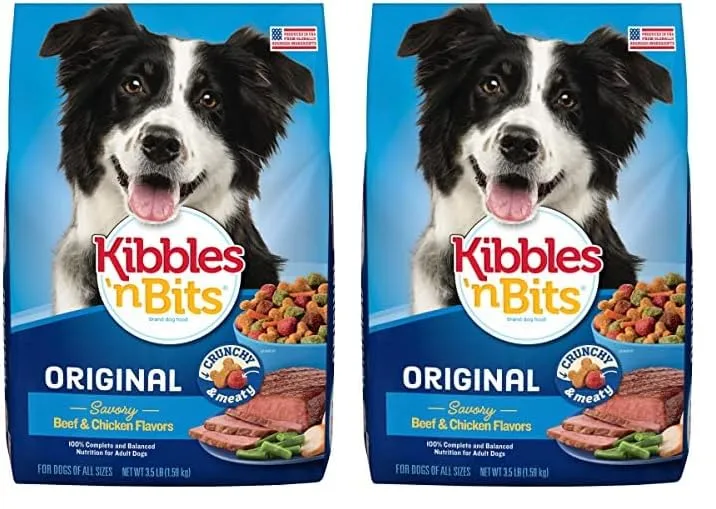 Kibbles 'n Bits Original Savory Beef & Chicken Flavors Dry Dog Food, 3.5 Pound Bag (Pack of 2)