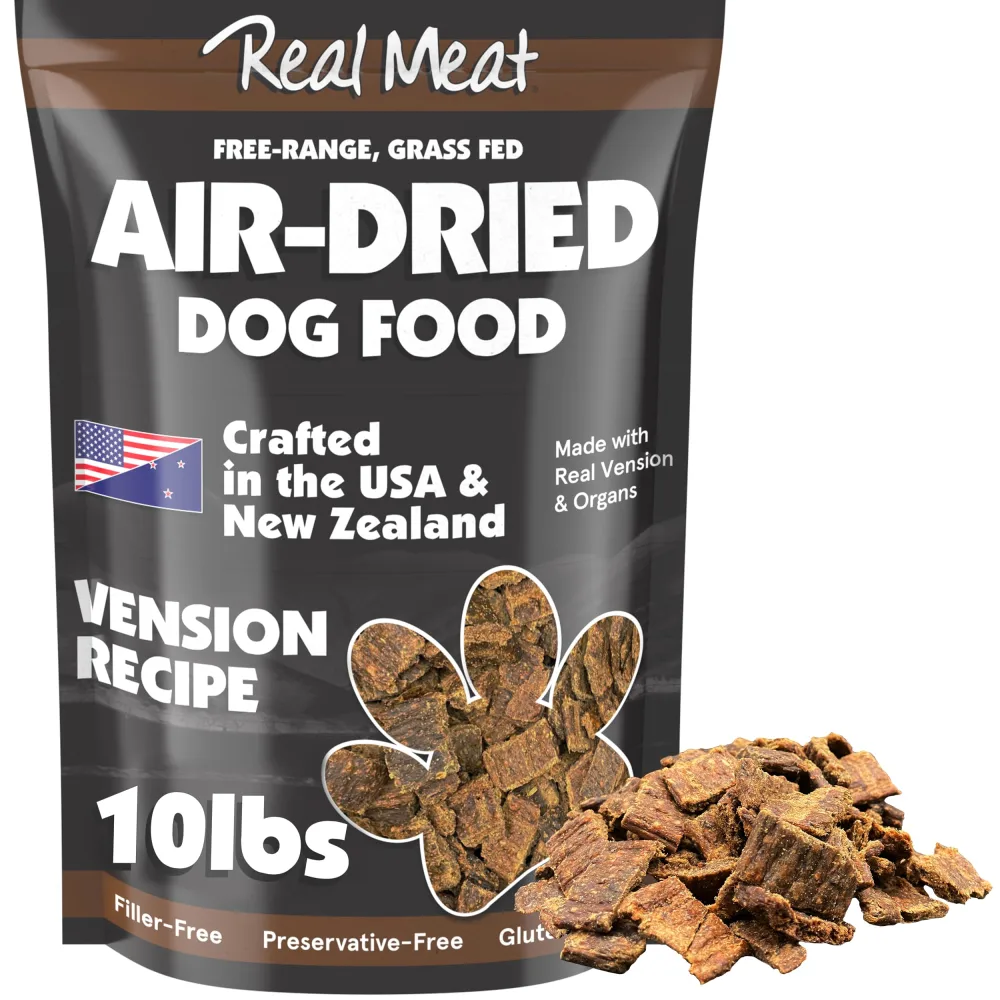 Real Meat Air Dried Dog Food w/Real Venison - Two 5lb Bags of USA-Crafted Grain-Free Real Meat Dog Food Sourced from Hormone-Free, Free-Range, Grass-Fed Venison - All Natural, High Protein Venison