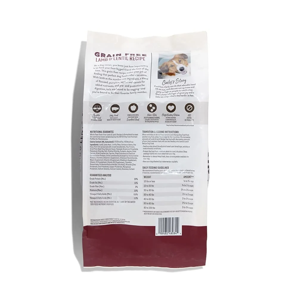 Whole Paws, Whole Paws, Dog Grain Free Lamb with Lentils Recipe, 64 Ounce