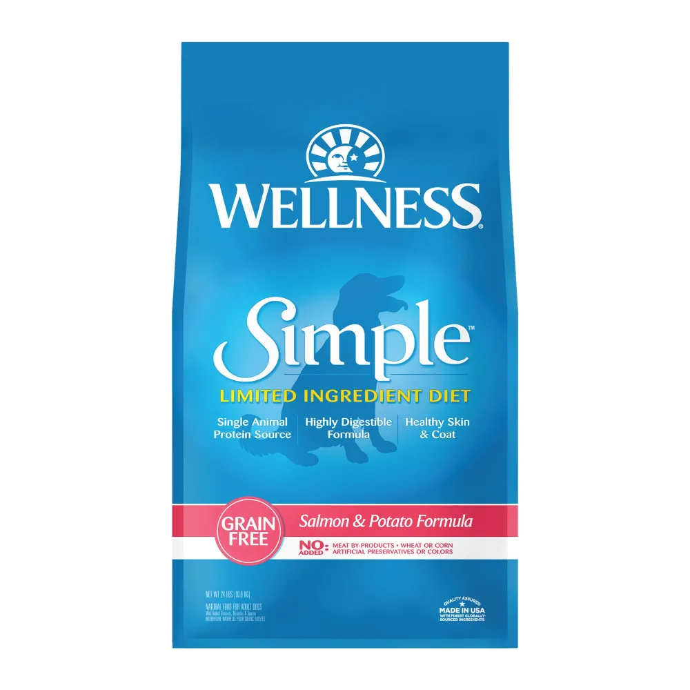 Wellness Natural Pet Food Wellness Simple Natural Grain Free Limited Ingredient Dry Dog Food, Salmon and Potato Recipe, 24-Pound Bag