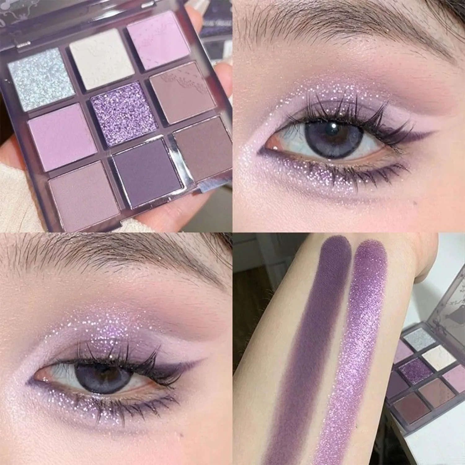 9 Colors Matte Nude Purple Shimmer Gold Dark Brown Colorful Eyeshadow Palette Matte Shimmer Korean Natural Eye Shadow palettes Highly Pigmented Naturing-Looking Long Lasting (#Dark Night Purple)