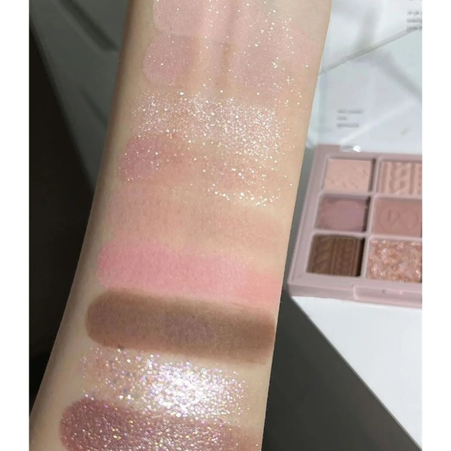 9Color Eyeshadow Palette Makeup, Matte Glitter Shimmer Korean Eye Shadow Palettes, Highly Pigmented Long Lasting Waterproof Blendable, Knit Violet Rose Gold Purple Pink Dark Brown Glitter Eye Makeup
