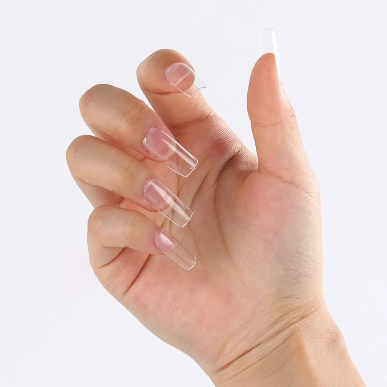 500Pcs Square Nail Tips Full Cover Clear Fake Nail Tips for Acrylic Nails, 10 Size