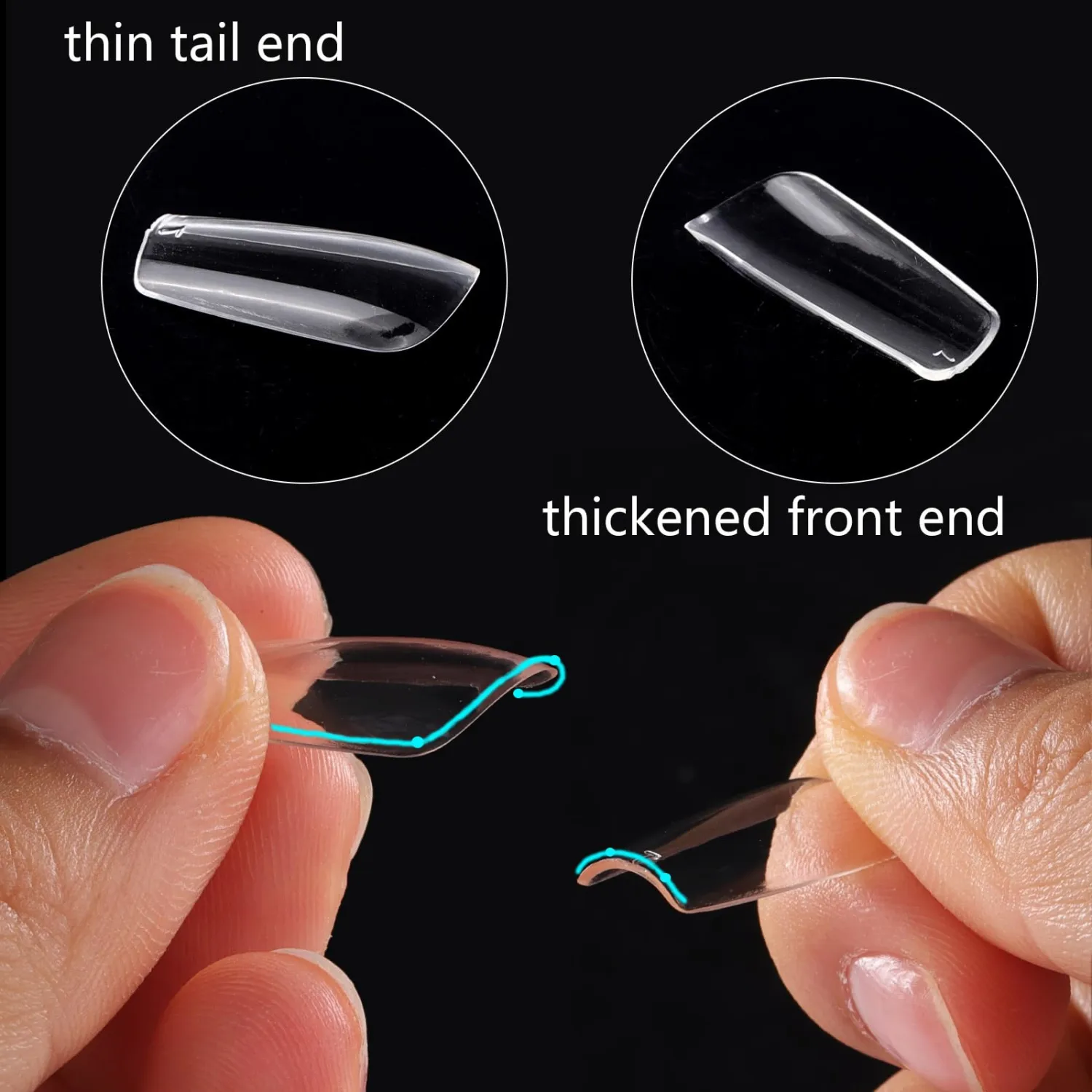 500Pcs Square Nail Tips Full Cover Clear Fake Nail Tips for Acrylic Nails, 10 Size