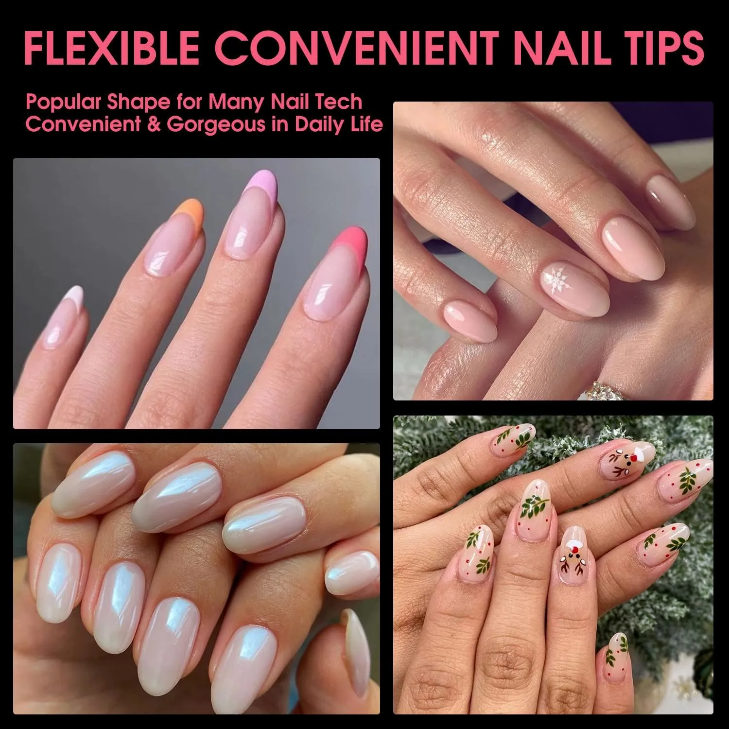 Short Almond Soft Gel Nail Tips, BORNBYME 216 PCS Pre Buff Full Cover Shaped Nail Extenison Tips Half Matte Gel X Nail Tips