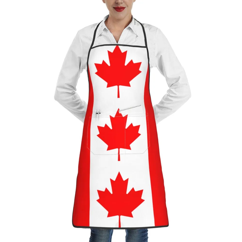 Rich&Rabbit Canadian flag Print Kitchen Apron with pockets, Apron for cooking waitress bistro baking gardening painting