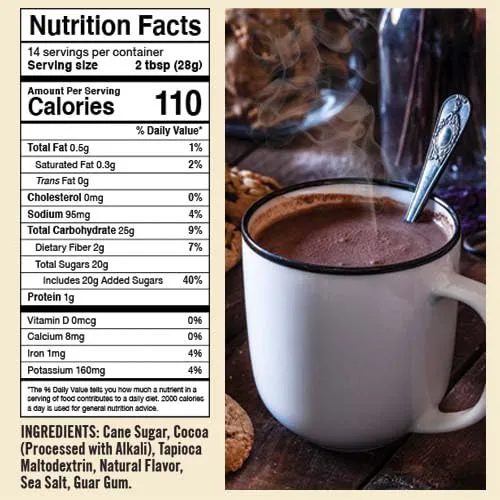 Castle Kitchen Double Dutch Dark Chocolate Premium Hot Cocoa Mix - Dairy-Free, Vegan, Plant Based, Gluten-Free, Non-GMO Project Verified, Kosher - Just Add Water - 14 oz
