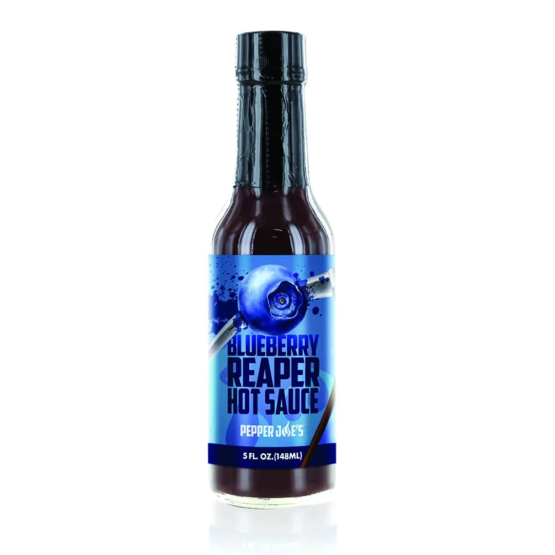 Pepper Joe’s Blueberry Carolina Reaper Hot Sauce – Premium Carolina Reaper Hot Sauce – Made with a World’s Hottest Chili Pepper and Ripe Blueberries – 5 Ounces