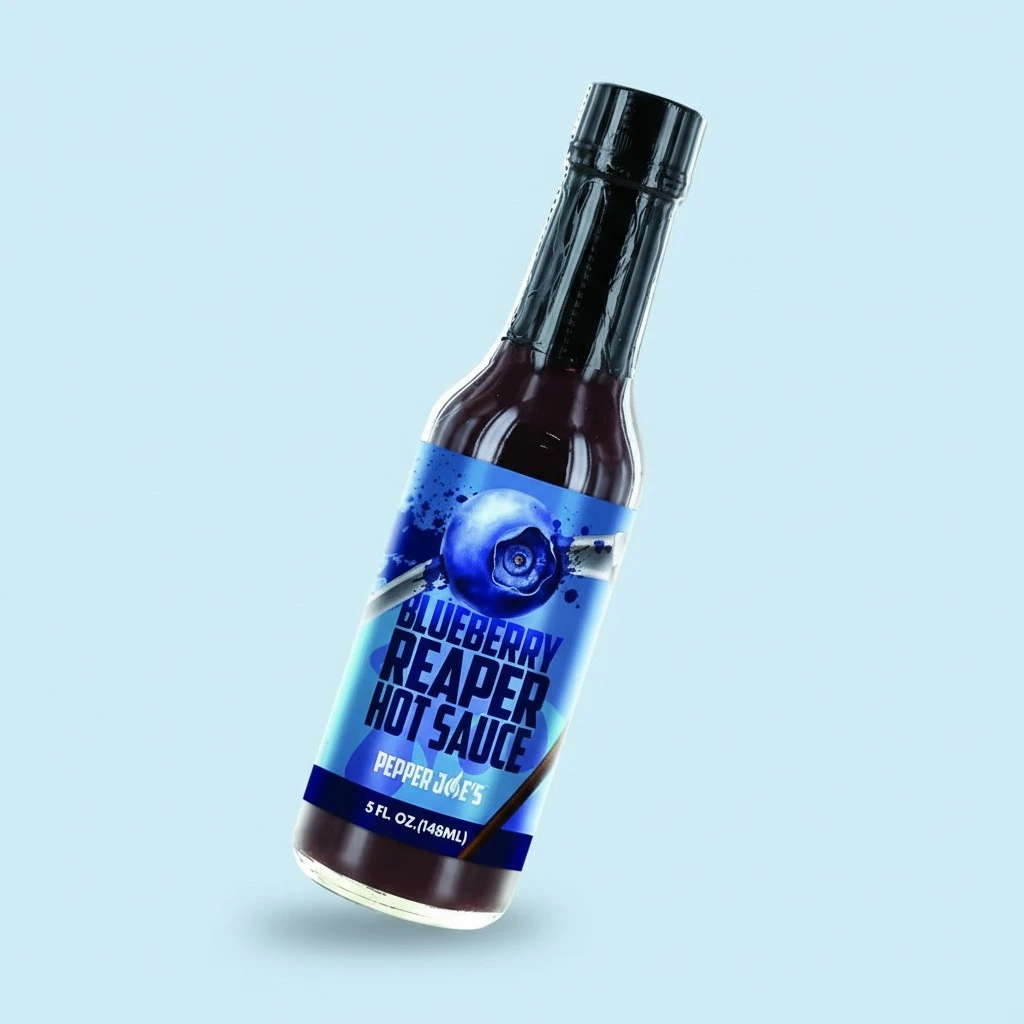 Pepper Joe’s Blueberry Carolina Reaper Hot Sauce – Premium Carolina Reaper Hot Sauce – Made with a World’s Hottest Chili Pepper and Ripe Blueberries – 5 Ounces