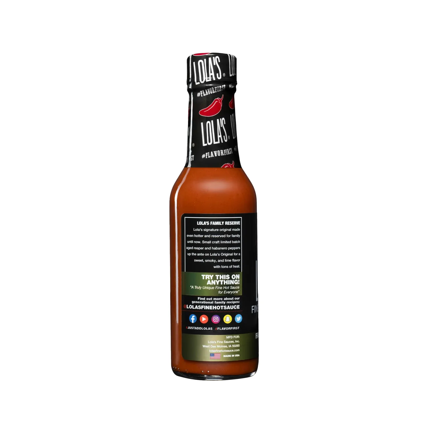 Lola’s Fine Hot Sauce - Family Reserve | 5 Fl Oz | Family Recipe | All-Natural, Gluten-Free, Keto| Created With Carolina Reaper and Habanero Peppers | Lola’s Hottest Batch Yet