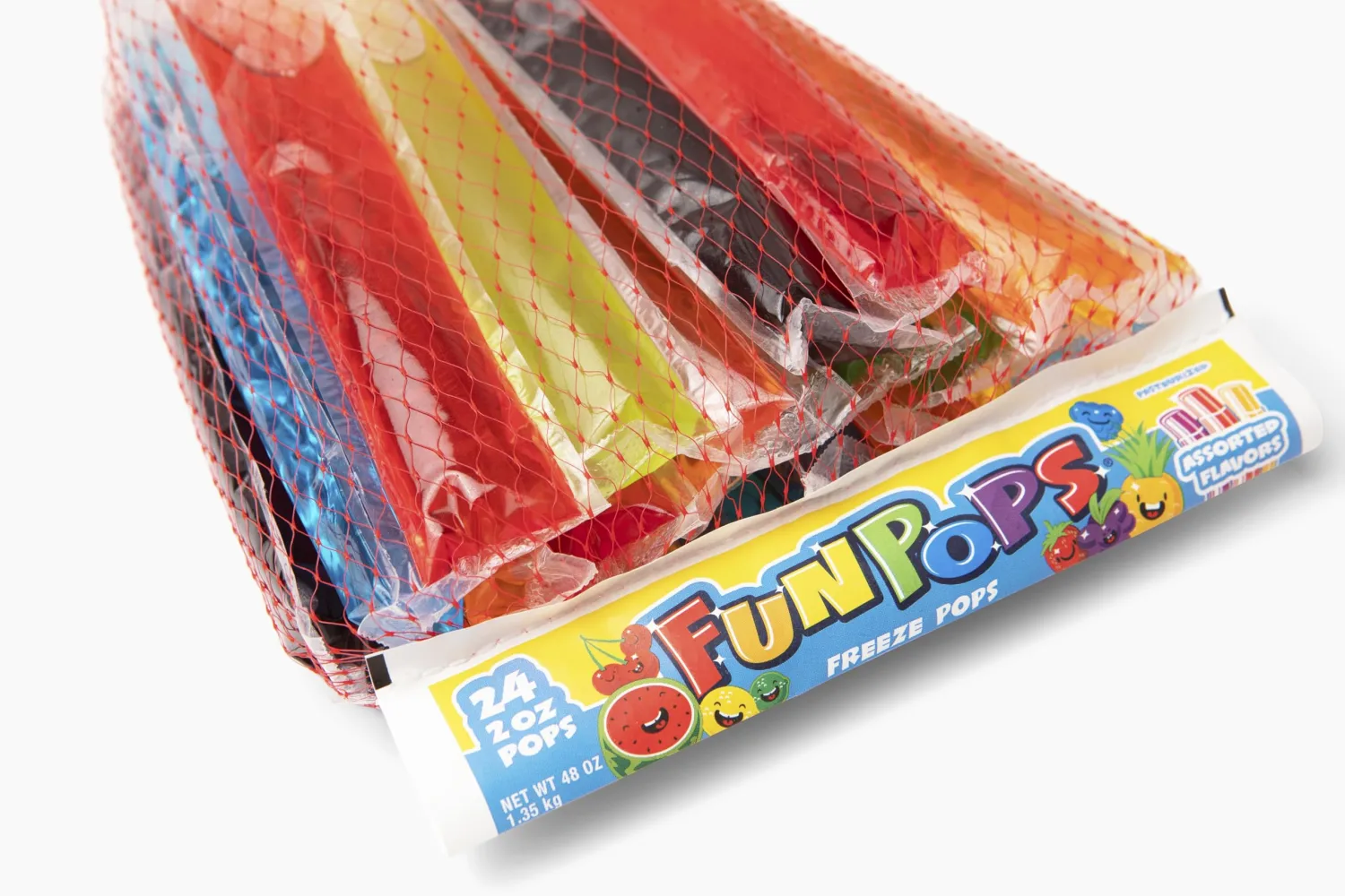 FunPops Frozen Ice Pops, 24-Fruit Flavored Freeze Pops, Frozen Summer Snack For All Ages, Low Calorie