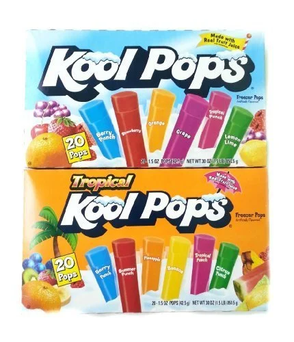 Kool Pops Freezer Pops (2 Boxes of 20) Tropical Flavored and Original by Kool Pops