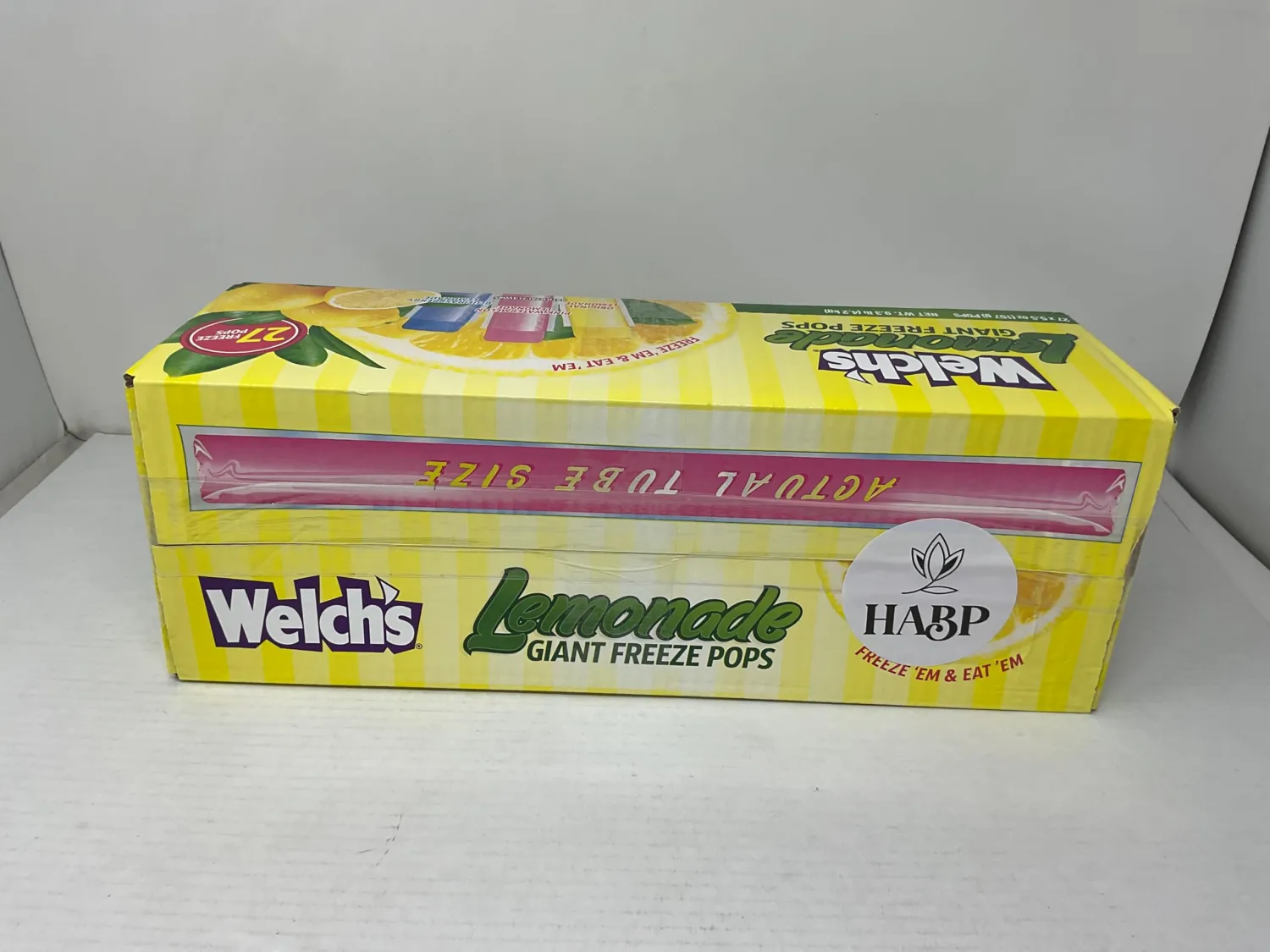 Welch's Lemonade Giant Freezer Pops 5.5 oz 27 Count with HABP Sticker