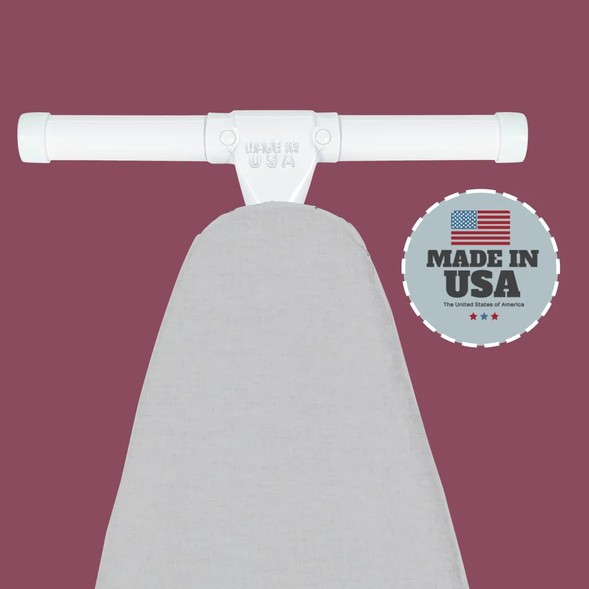 Ironing Board Full Size; Made in USA by Seymour Home Products (Space Grey) Bundle Includes Cotton Cover + Pad | Iron Board w/Steel T-Legs Adjustable Tabletop up to 35" High; Perforated Top Steam Flow