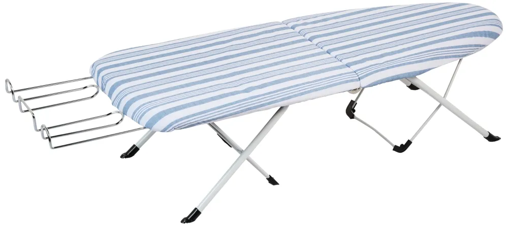 Honey-Can-Do Foldable Tabletop Ironing Board with Iron Rest, Blue Stripe