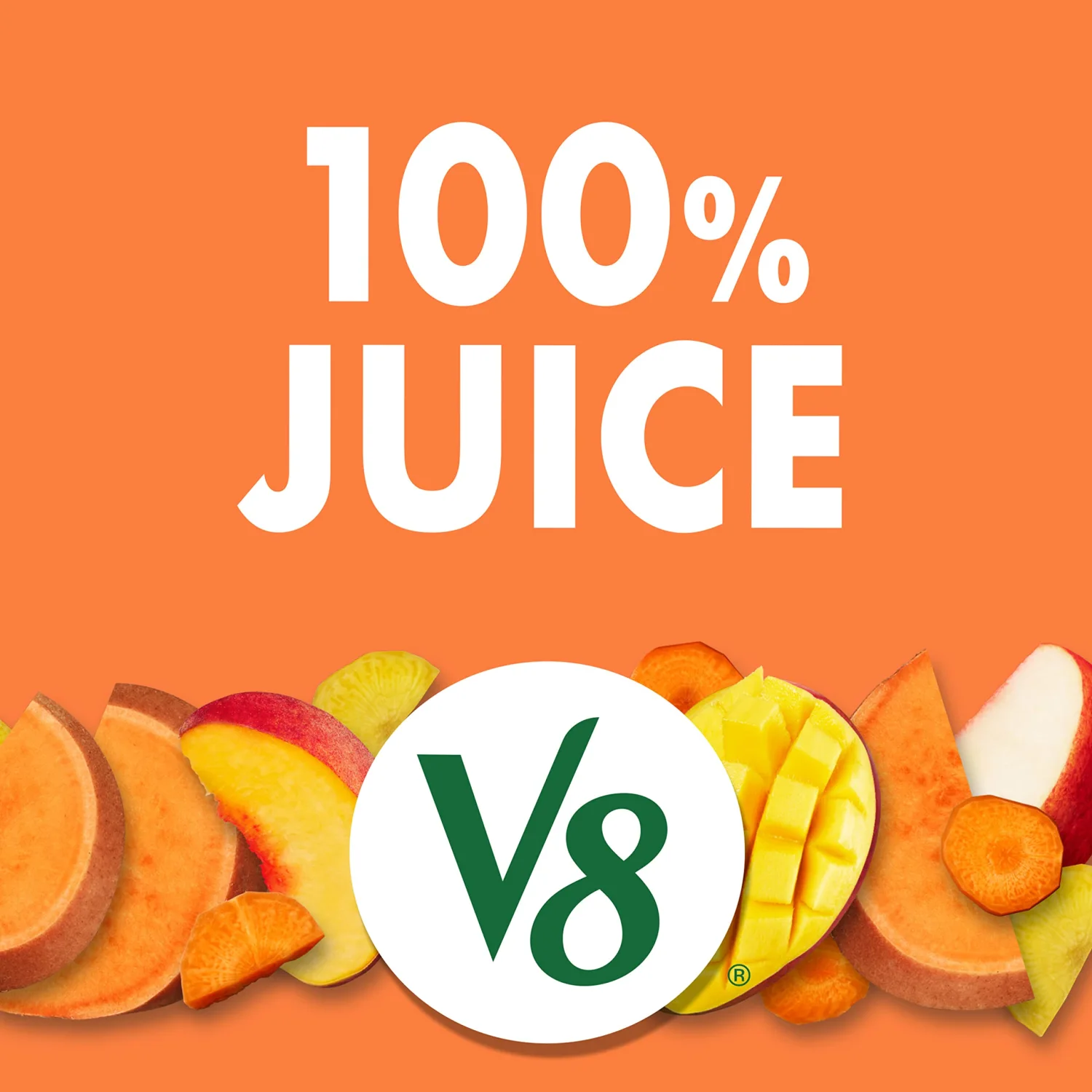 V8 Peach Mango 100% Fruit and Vegetable Juice, 46 fl oz Bottle (6 Pack)