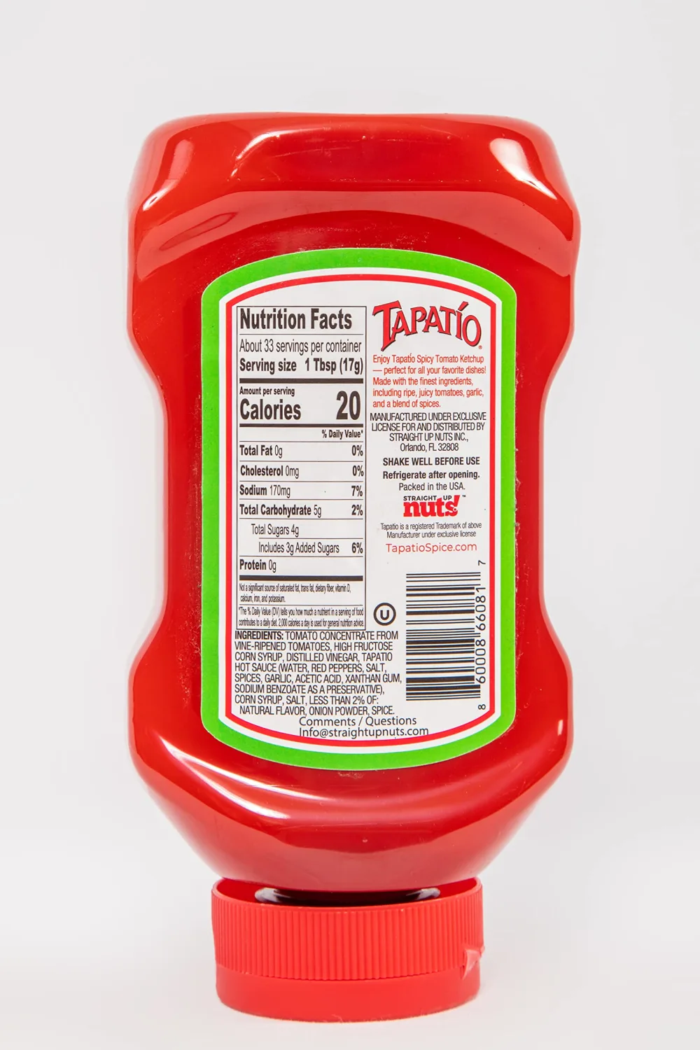 Tapatio Ketchup – Spicy Tomato Ketchup, Kosher, Made in USA, Tapatio Ketchup Bottles – 20 oz, 6-Pack