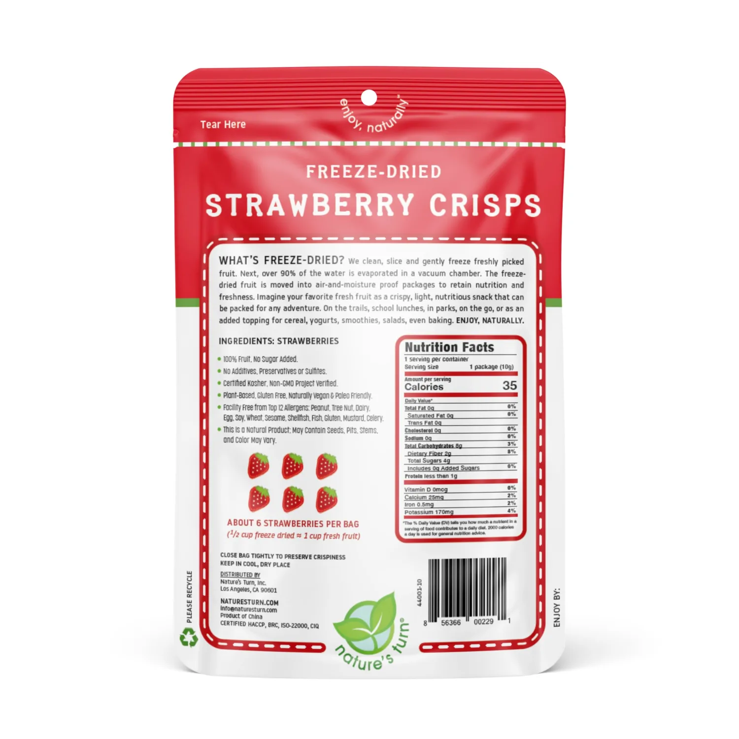 Nature’s Turn Freeze-Dried Fruit Snacks, Strawberry Crisps, Pack of 24 (0.35 oz Each)