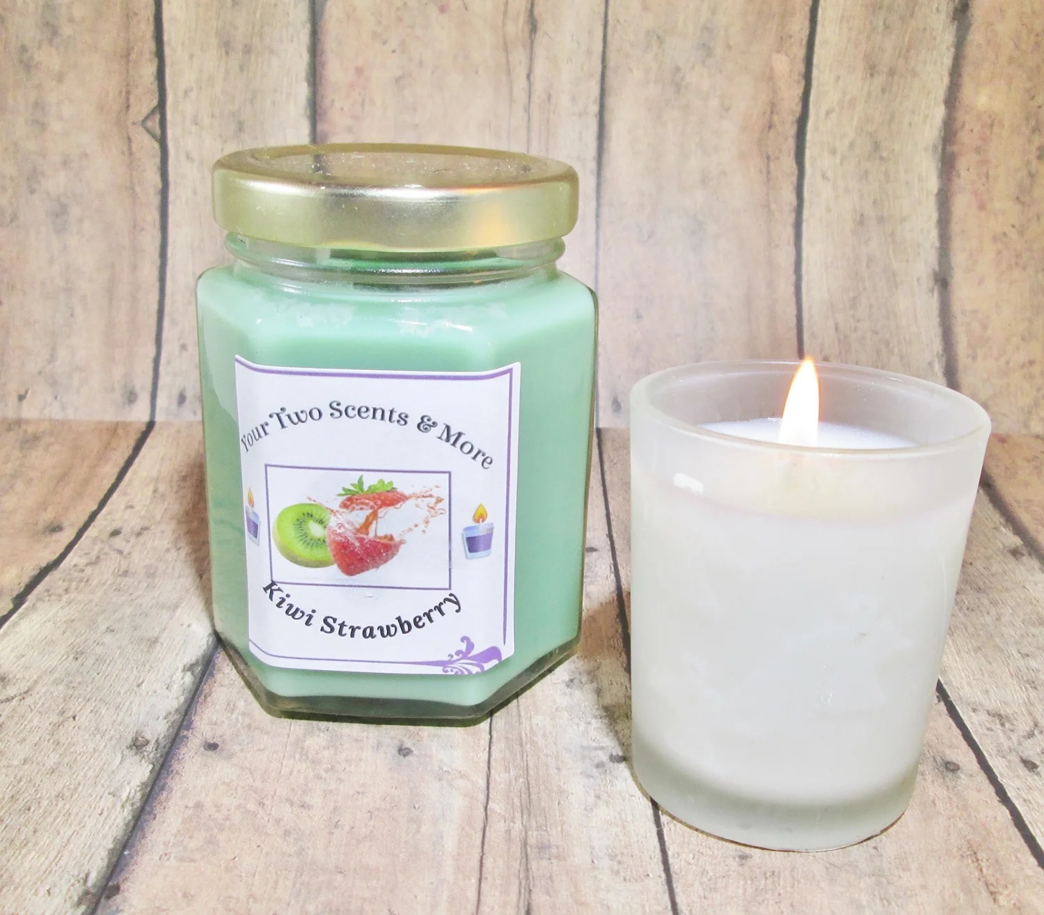 Fruity Scented Soy Candle, Kiwi Strawberry, 6 oz, Free Shipping