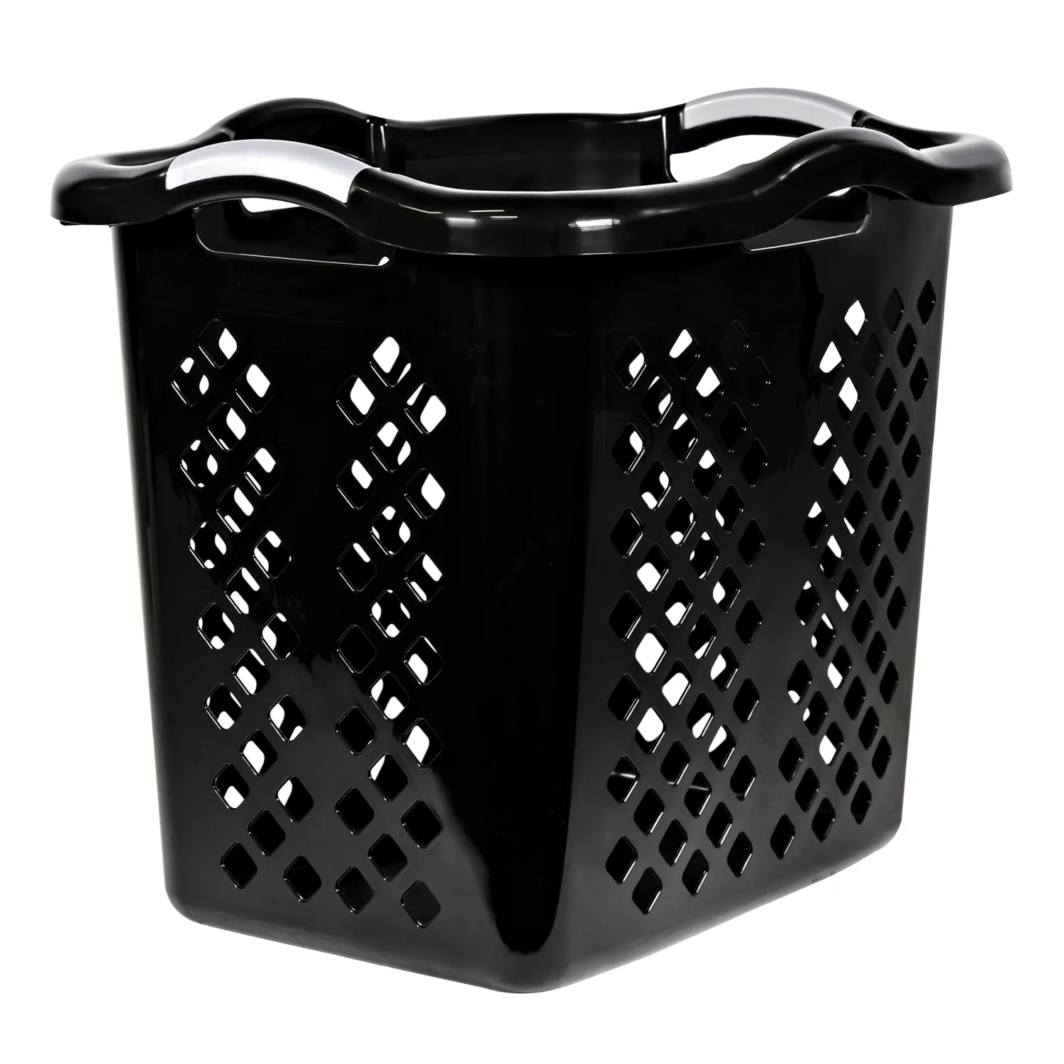 EGEN Home Logic 2 Bushel Lamper Plastic Laundry Basket with Silver Handles, Black