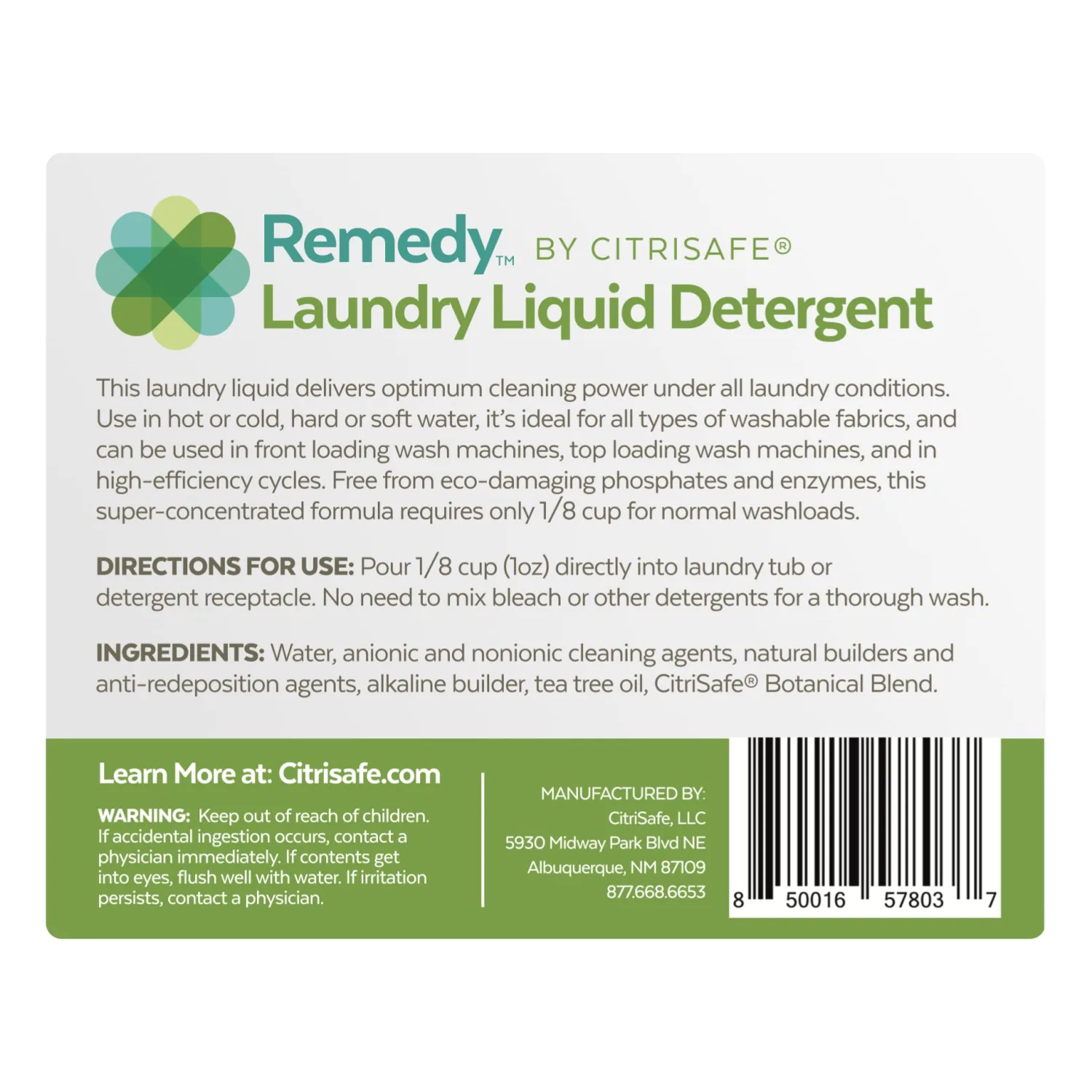 Remedy Laundry Liquid Detergent - Environmentally-Friendly Concentrated Laundry Detergent for Dirt and Mold - 32oz