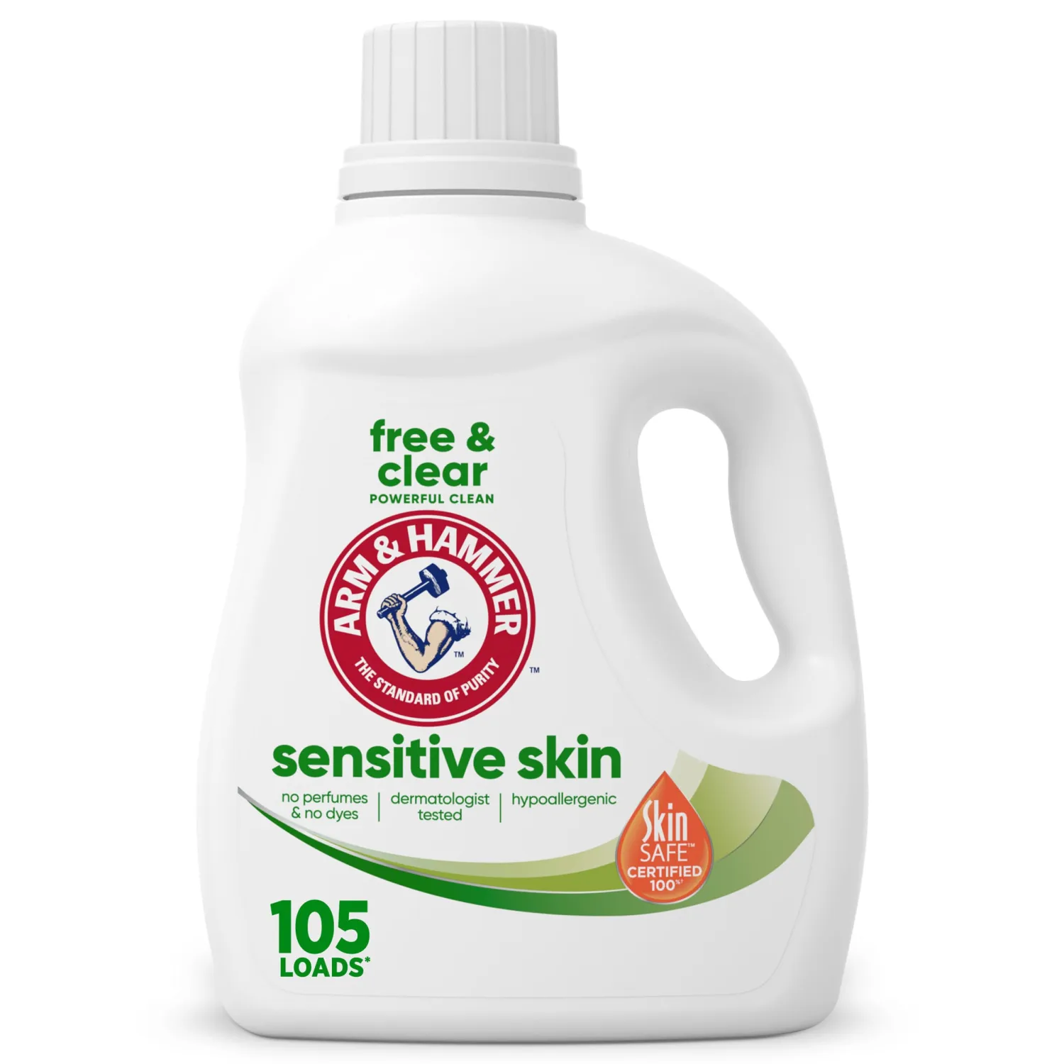 ARM & HAMMER Sensitive Skin Free & Clear Liquid Laundry Detergent, 105 fl oz, 105 Loads