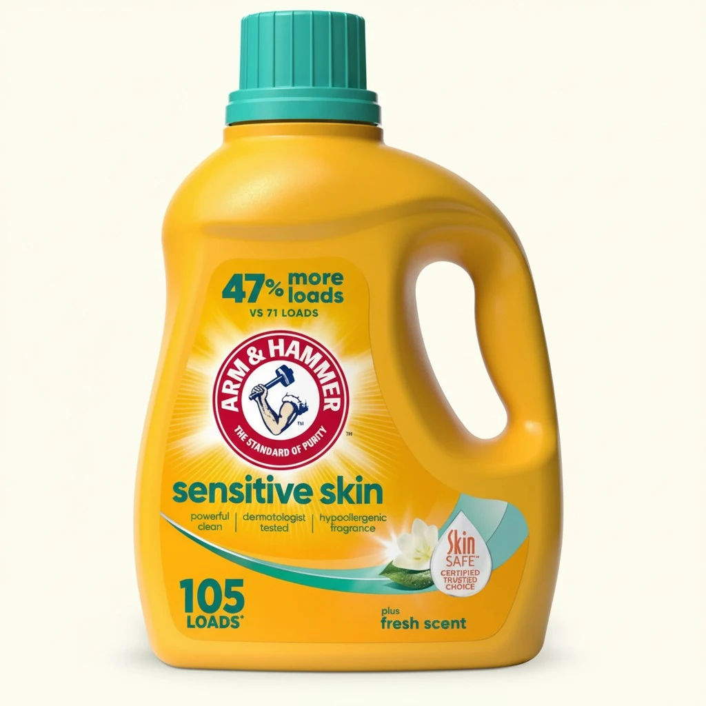 Arm & Hammer Sensitive Skin Plus Fresh Scent, 105 Loads Liquid Laundry Detergent, 105 Fl oz
